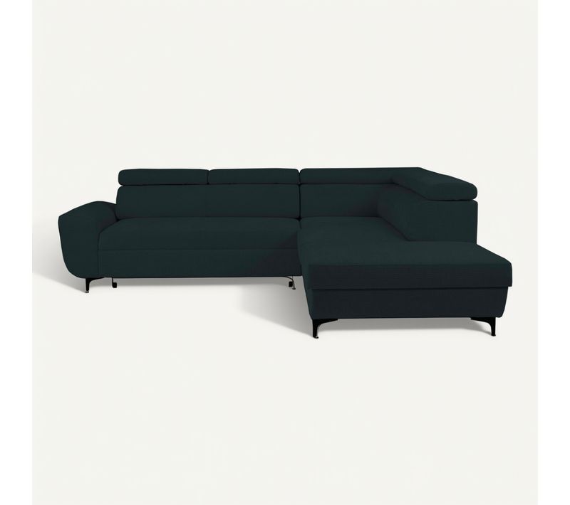 Canapé d'angle convertible droit SANTIAGO tissu anthracite