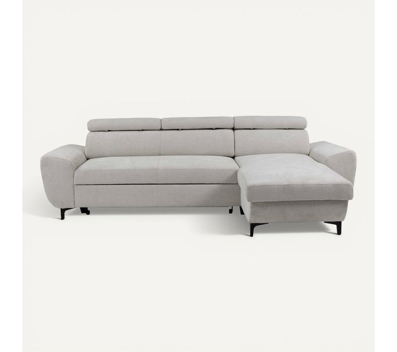 Canapé d'angle méridienne SANTIAGO réversible tissu blanc cassé