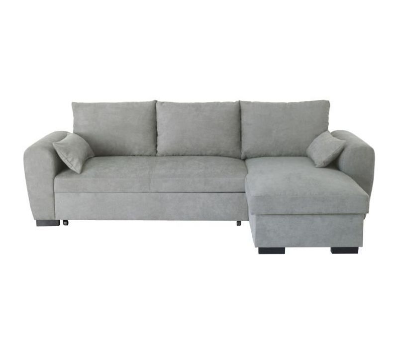 Canapé D'angle Convertible Réversible Max - Tissu Gris Clair - L 240 X P 143 X H 85 Cm