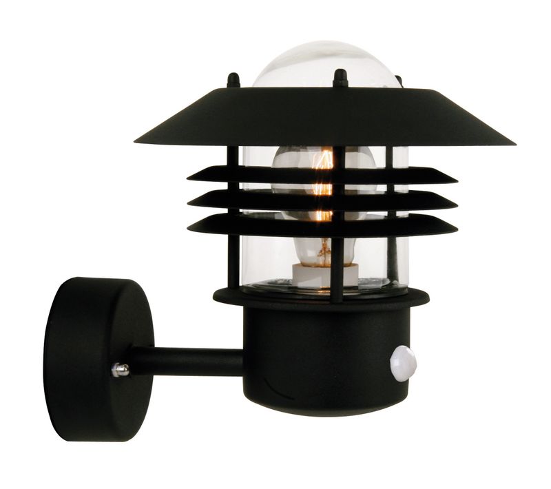 Applique Murale Vejers Up Sensor Métal Noir, H.23 - Ip54 - E27 / Extérieur