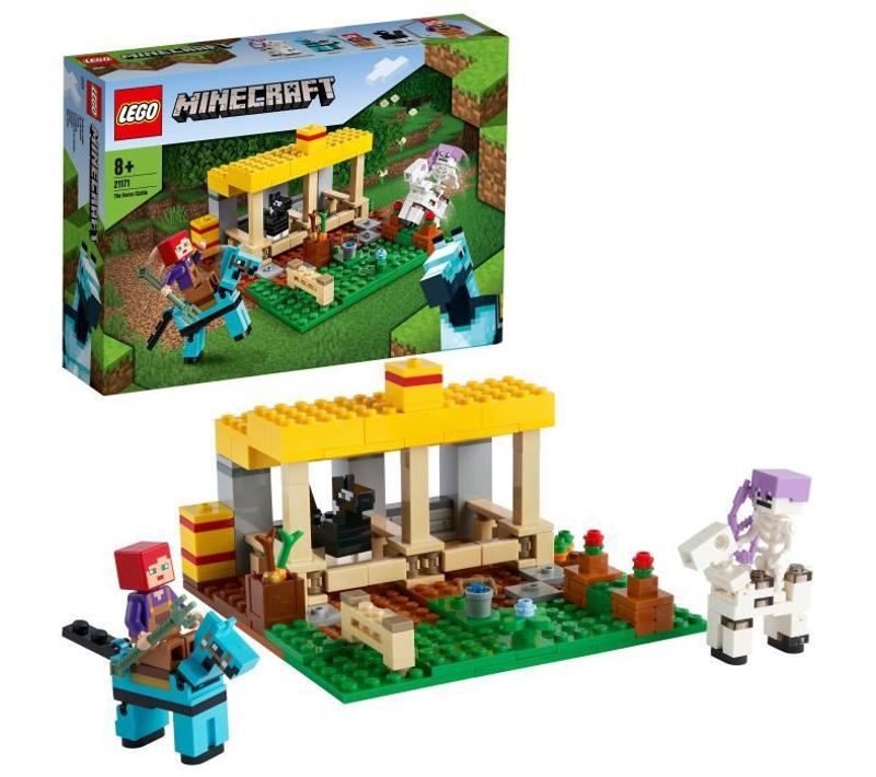 21171 Minecraft™ L'écurie Jouet Ferme Avec Figurine Cavalier Squelette, Jouet Filles Et Garçons