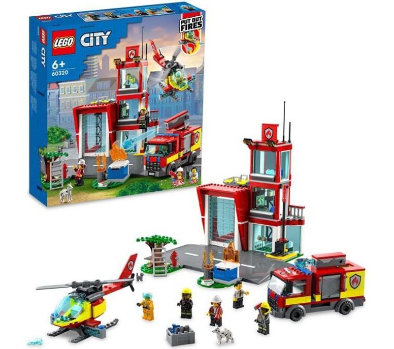 City Fire La Caserne Des Pompiers Set Avec Garage Jouet Camion Et Hélicoptere