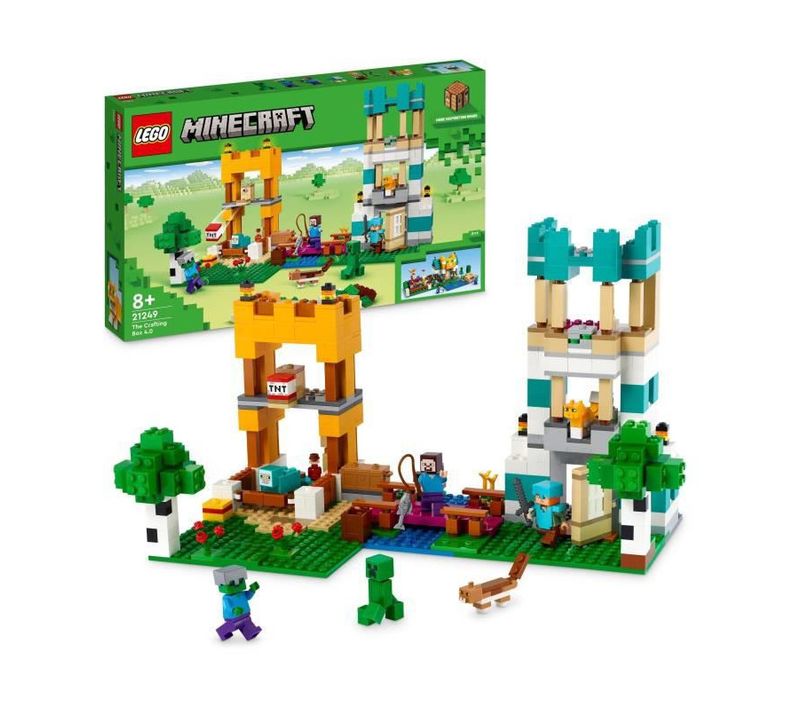 Minecraft 21249 La Boîte De Construction 4.0, Jouets 2en1 Avec Figurines Steve, Creeper Et Zombie