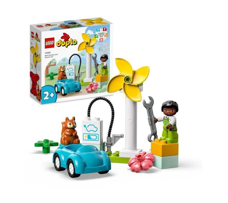 Duplo Ma Ville 10985 L'éolienne Et La Voiture Électrique, Jouet Voiture Pour Enfants Des 2 Ans