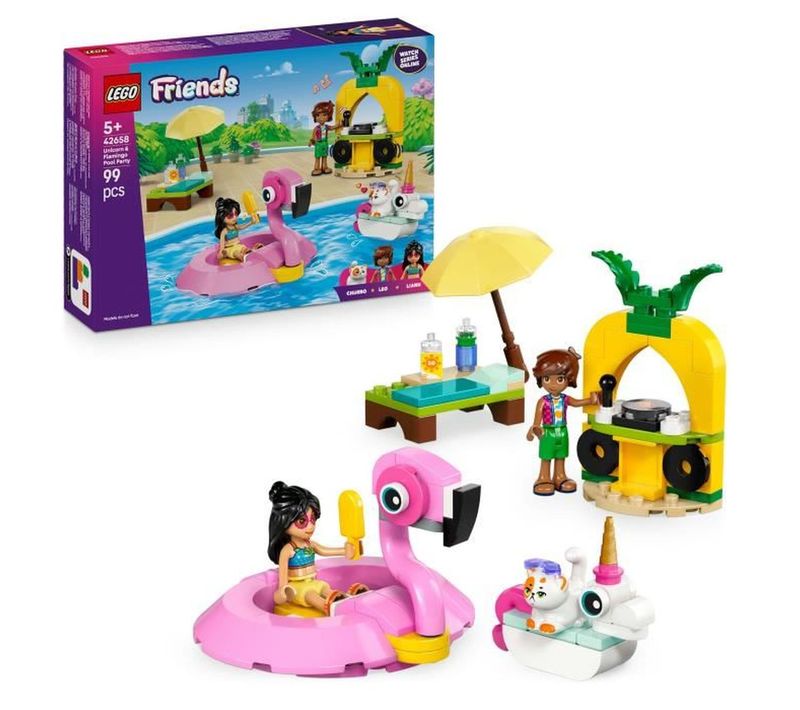 Set De Construction Licornes Et Flamants Roses Pour Fête Au Pool