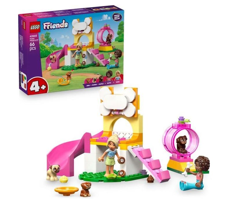 Jeu De Construction Parc Canin Pour Chiots 66 Pièces, 2 Mini-dolls, 3 Chiots
