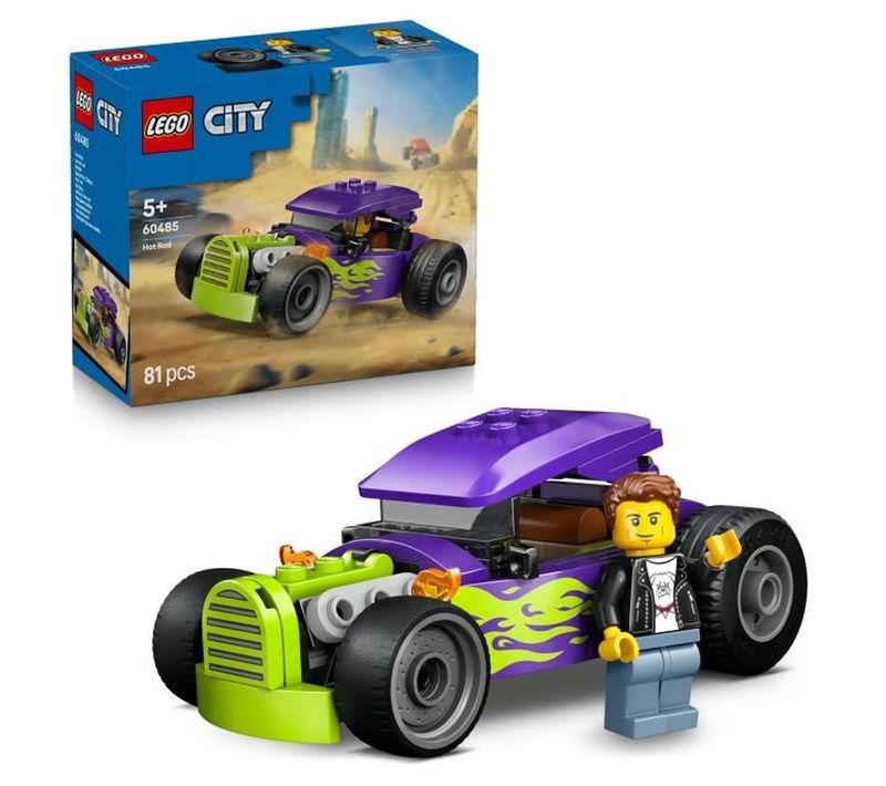 Hot Rod City 81 Pièces - Voiture De Course Colorée Avec Pilote