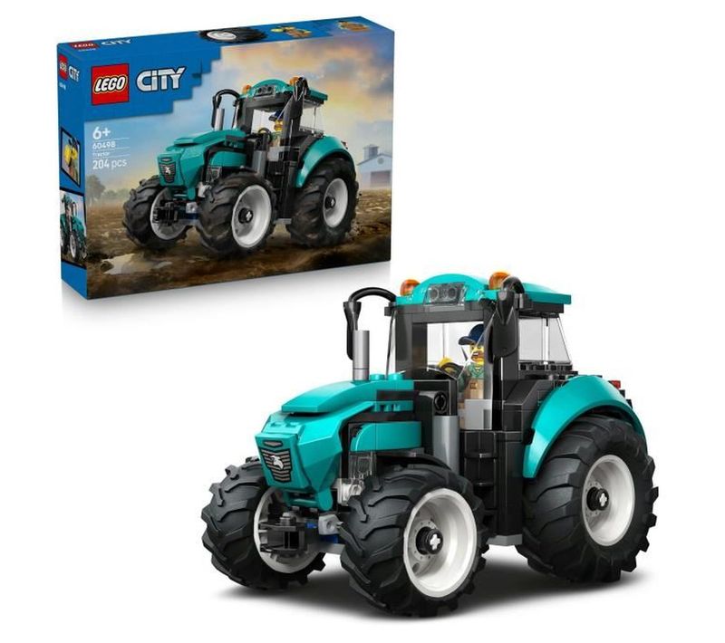 Tracteur Agricole Vert Sarcelle 4 Pneus Et Minifigurine Fermier 204 Pièces