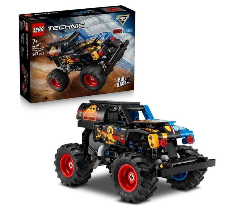 Monster Jam Grave Digger Fire et Ice - Camion Pull-back 263 Pièces