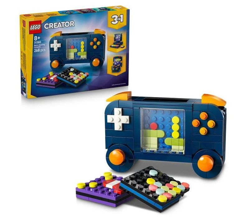 Console De Jeu Rétro 3-en-1 – Set Construction 268 Pièces, 8+
