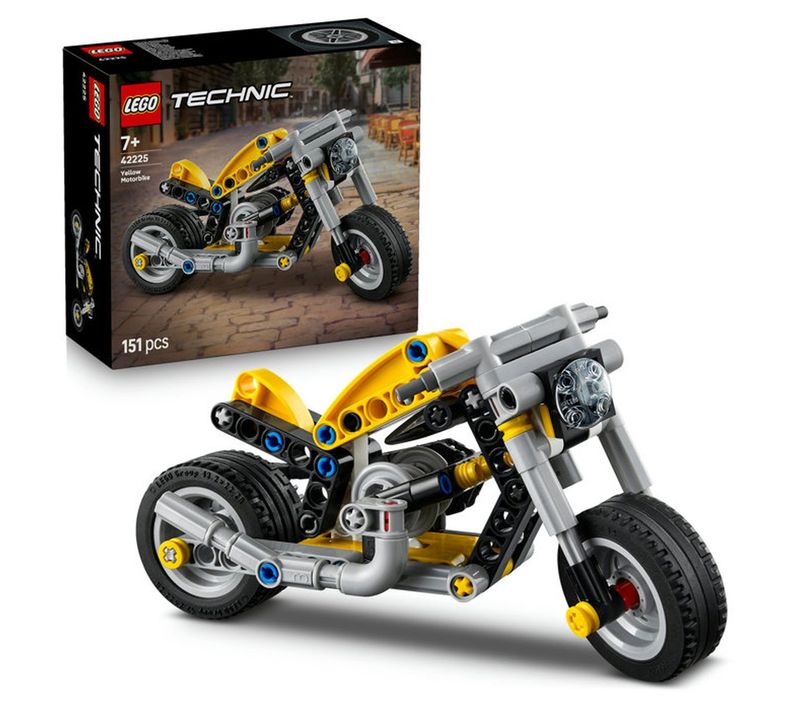 Moto Jaune 151 Pièces - Direction Fonctionnelle, Moteur 3 Pistons, Dès 7 Ans