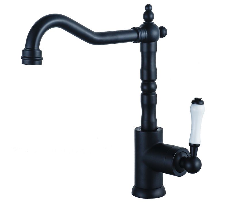 Robinet De Cuisine Vintage Mitigeur Monocommande Rotatif à 360° Robinet Salle De Bain Laiton Noir