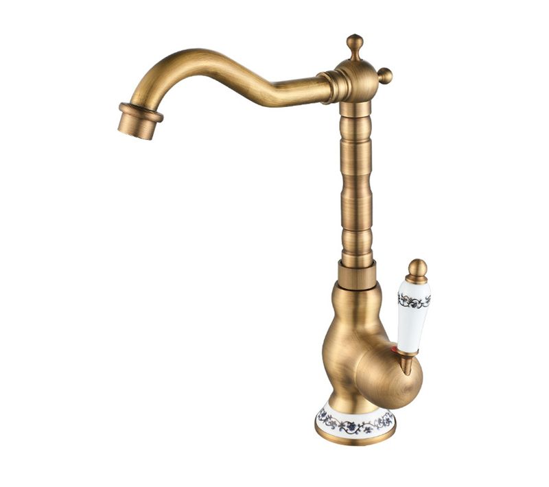 Robinet Lavabo Vintage Mitigeur Evier Cuisine Salle De Bain Avec Bec Haut Pivotant à 360° Bronze