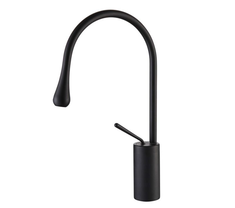 Robinet Lavabo Moderne Mitigeur Monocommande Pour Salle De Bain Cuisine Avec Tuyau G3/8" Noir