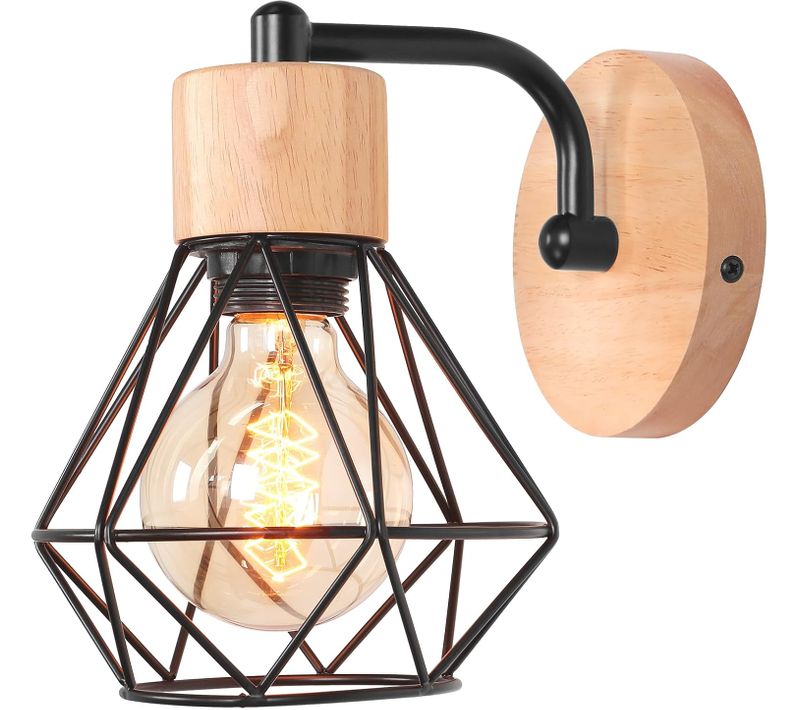 Applique Murale Interieur Vintage E27 Plafonnier Luminaire En Métal Lampe Murale Industrielle Noir