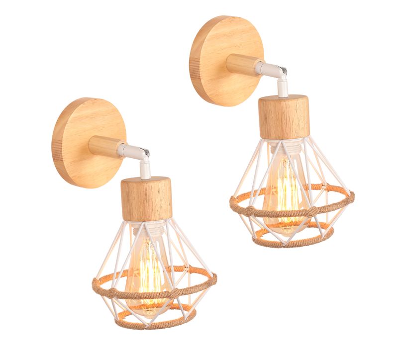 2 Pack Applique Murale Vintage Lampe Murale Interieur Réglable Plafonnier Luminaire Blanc