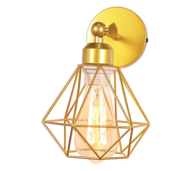 Applique Murale Réglable Plafonnier Vintage E27 Lampe De Murale Cage Industrielle Or