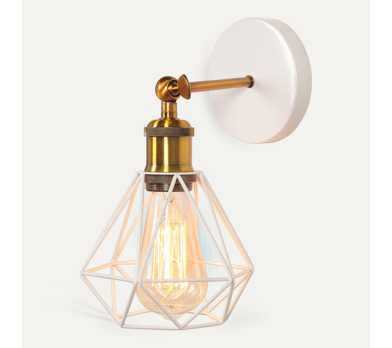 Applique Murale Réglable Plafonnier Vintage E27 Lampe De Murale Cage Industrielle Blanc Bronze