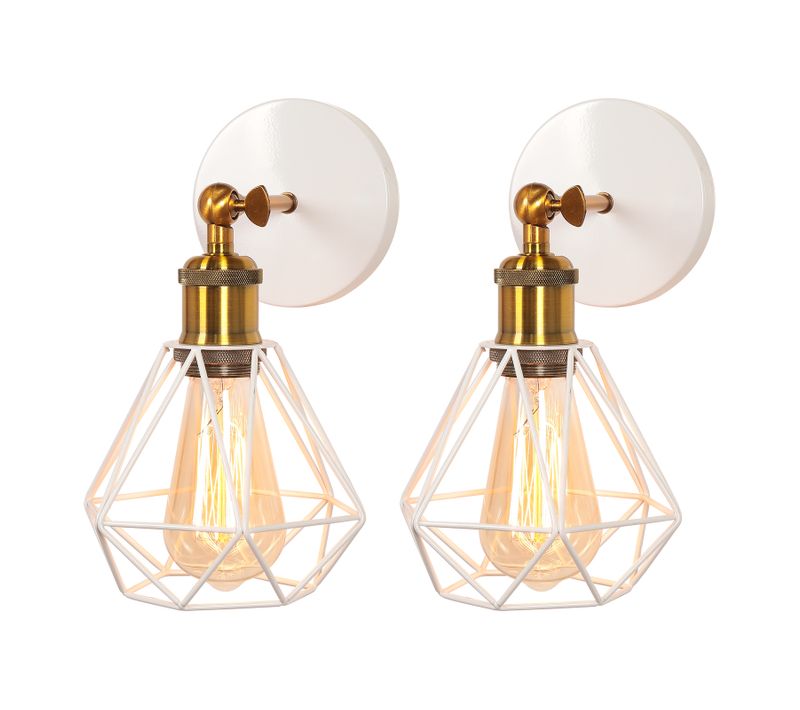 Lot De 2 Applique Murale Interieur Réglable E27 Lampe De Murale Industrielle Blanc Bronze