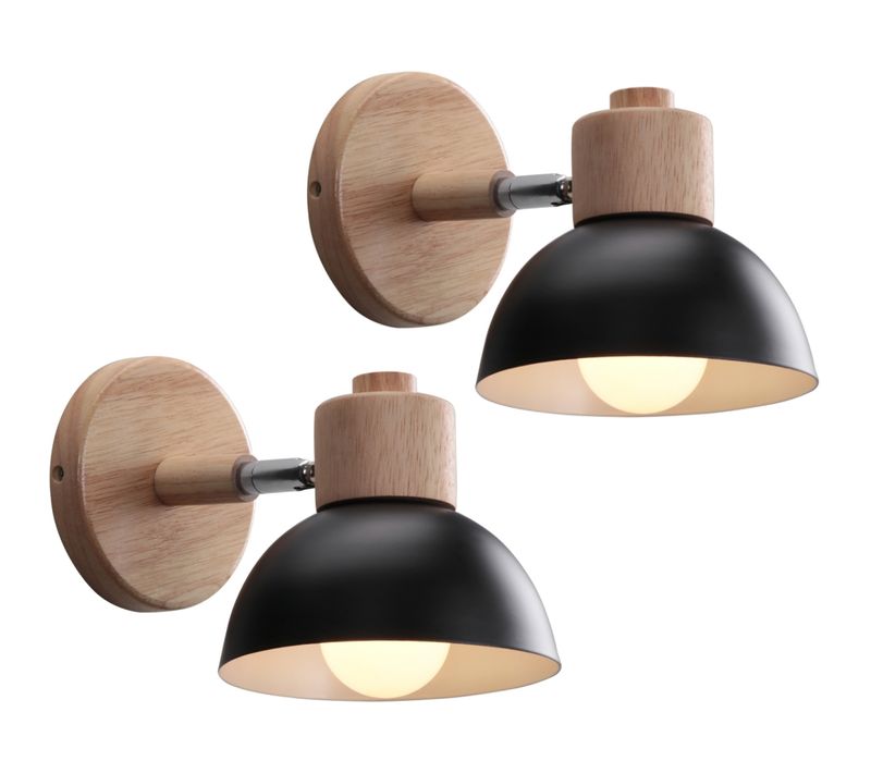 Lot De 2 Applique Murale Réglable Lampe Murale Interieur Moderne Pour Chambre Couloir Salon Noir