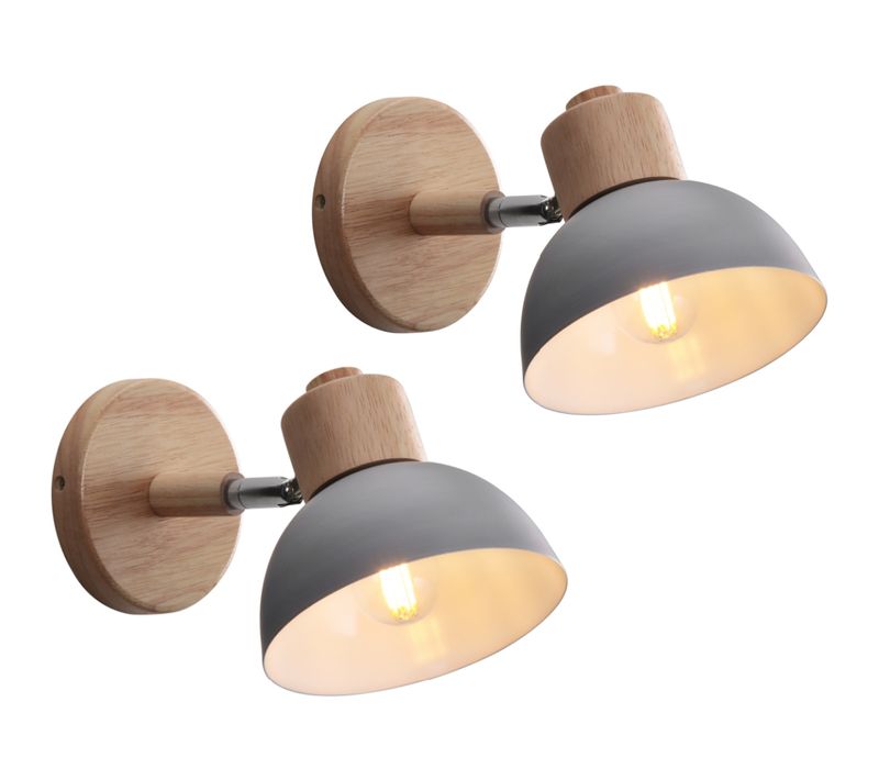 Lot De 2 Applique Murale Réglable Lampe Murale Interieur Moderne Pour Chambre Couloir Salon Gris