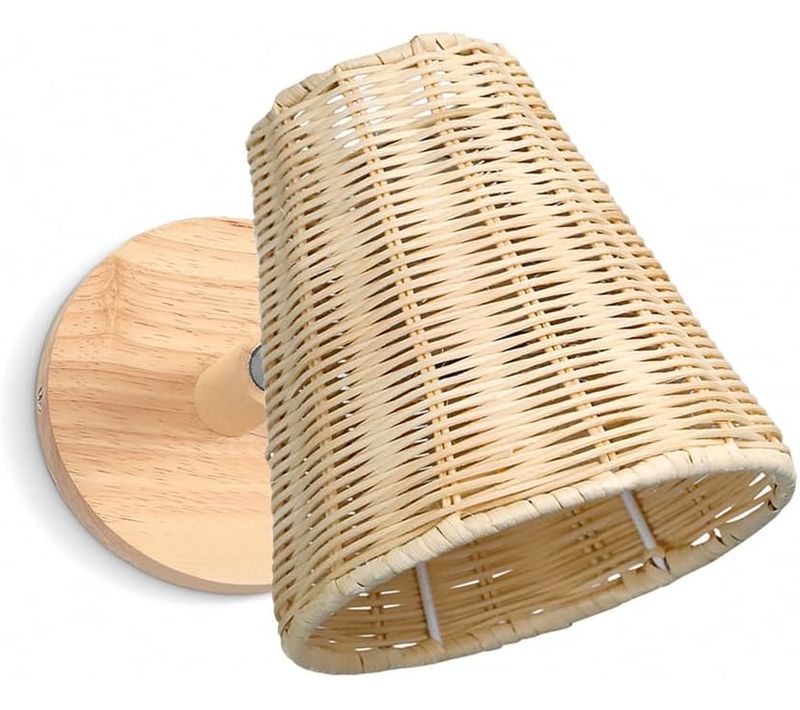 Applique Murale Intérieur E27 Abat-jour Tressée Lampe De Mur Rotative Pour Salon Chambre Café