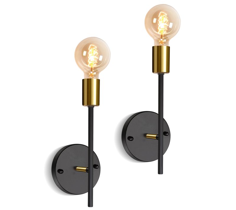 2 Pièces Applique Intérieure E27 Lampe Chevet Vintage Lampe Murale Pour Couloir Salon Chambre Noir