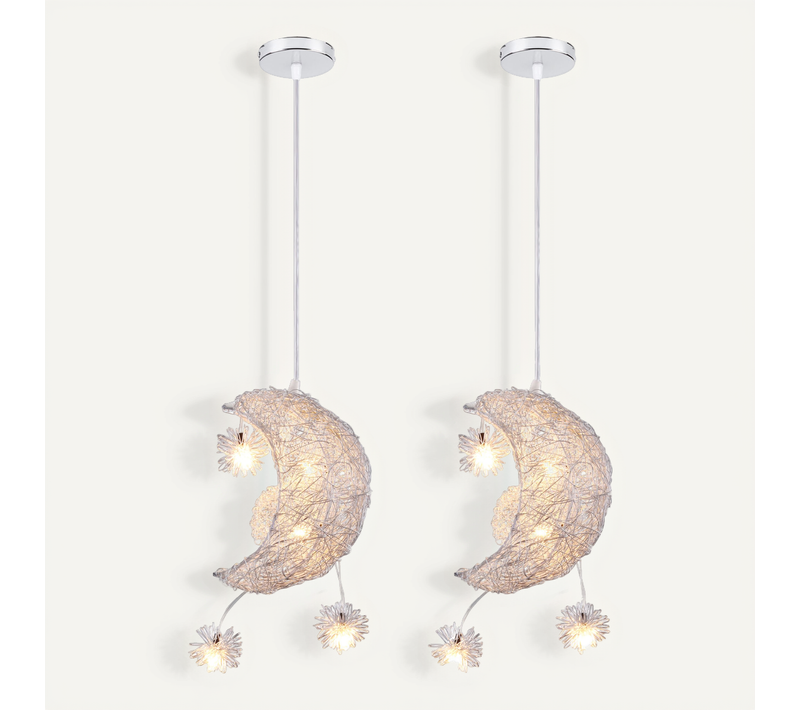 (2x) Suspension Luminaire Moderne 20cm Lampe à Suspension Lune Plafonnier Rétro Vintage Pour Couloir