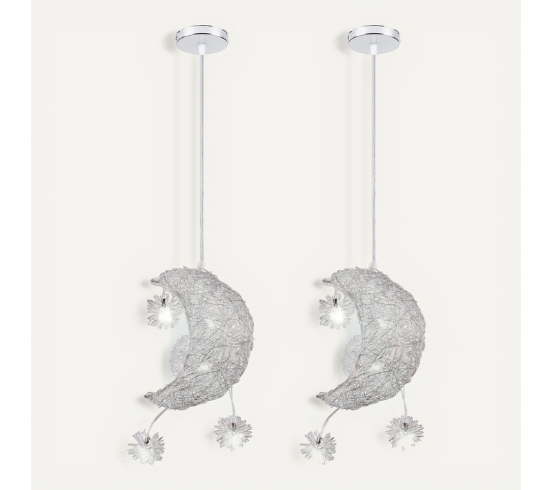 (2x) Lampe à Suspension Lune Suspension Luminaire Moderne 20cm Plafonnier Rétro Vintage Pour Couloir