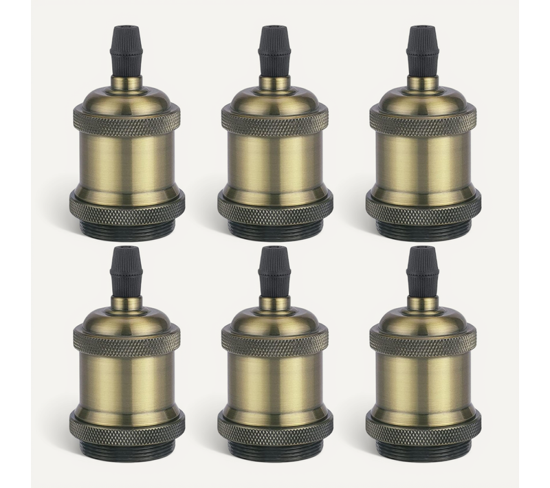6pcs E27 Pied De Lampe Simple Retroe Plafonnier Vintage Lampe Suspendue D'intérieur Bronze 2