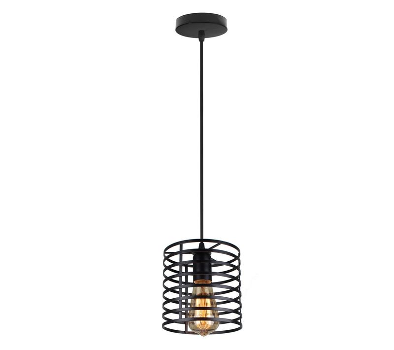 Lampe à Suspension Vintage E27 Plafonnier D'intérieur En Métal Suspension Luminaire Rétro Noire