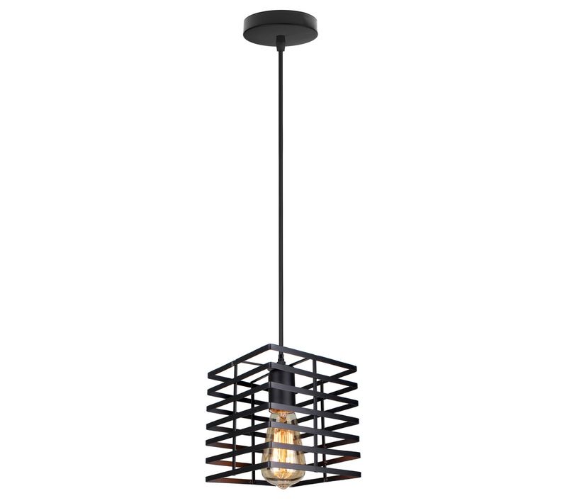 Lampe à Suspension Vintage Plafonnier D'intérieur En Métal Suspension Luminaire Rétro Noire