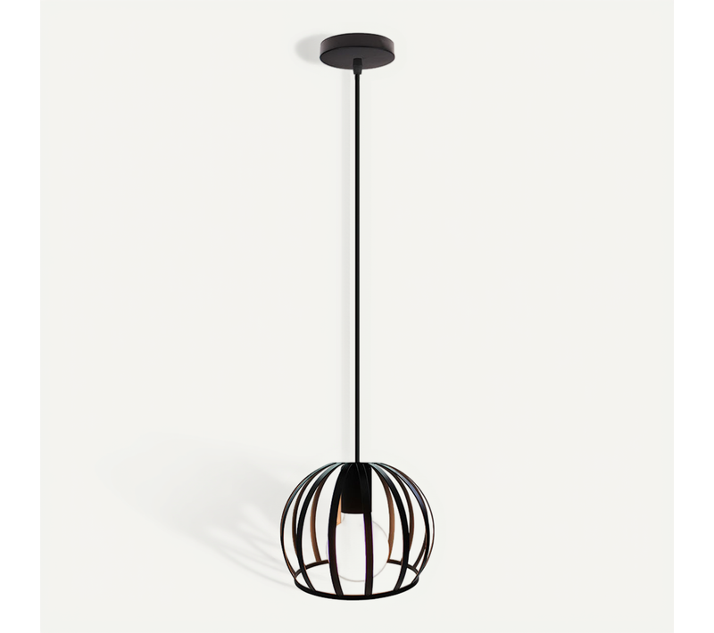 Suspension Luminaire Vintage Lustre Moderne Plafonnier Rond En Métal Fer Pour Intérieur Noir