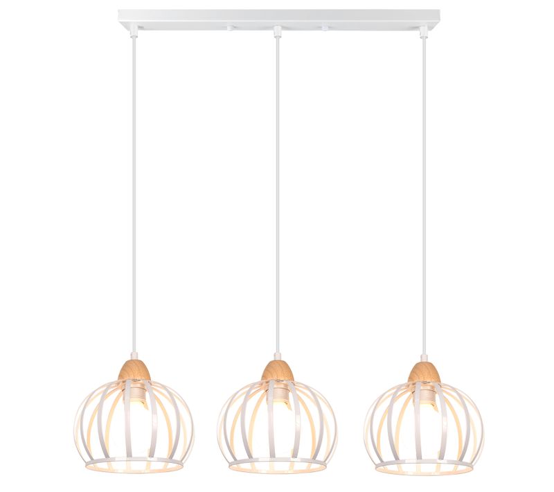 Suspension Luminaire Vintage Intérieur 3 Lumières Lustre Moderne Plafonnier Rond En Métal Fer Blanc