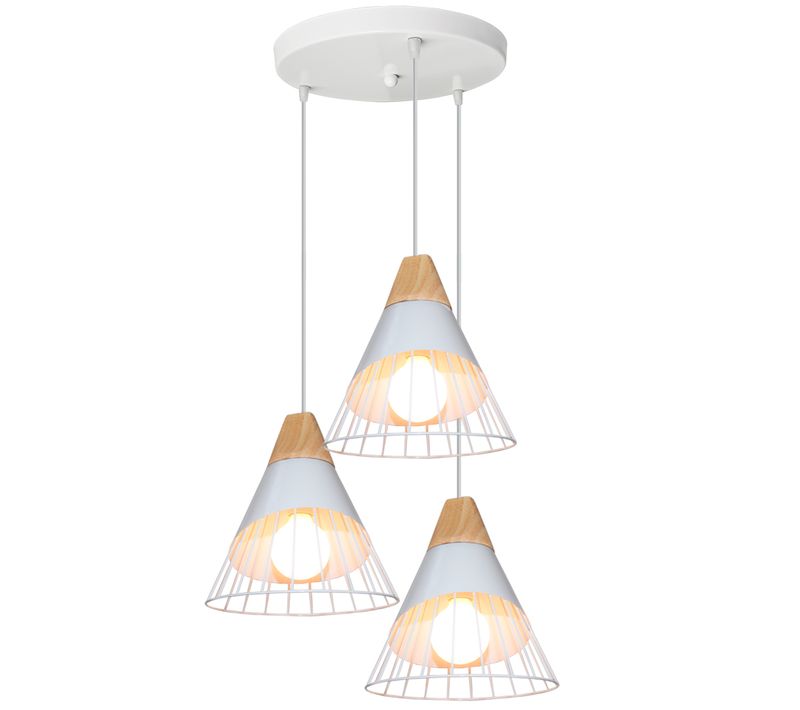 Lampe à Suspension Moderne Blanc Abat-jour En Métal 60w Plafonnier Rétro D'intérieur