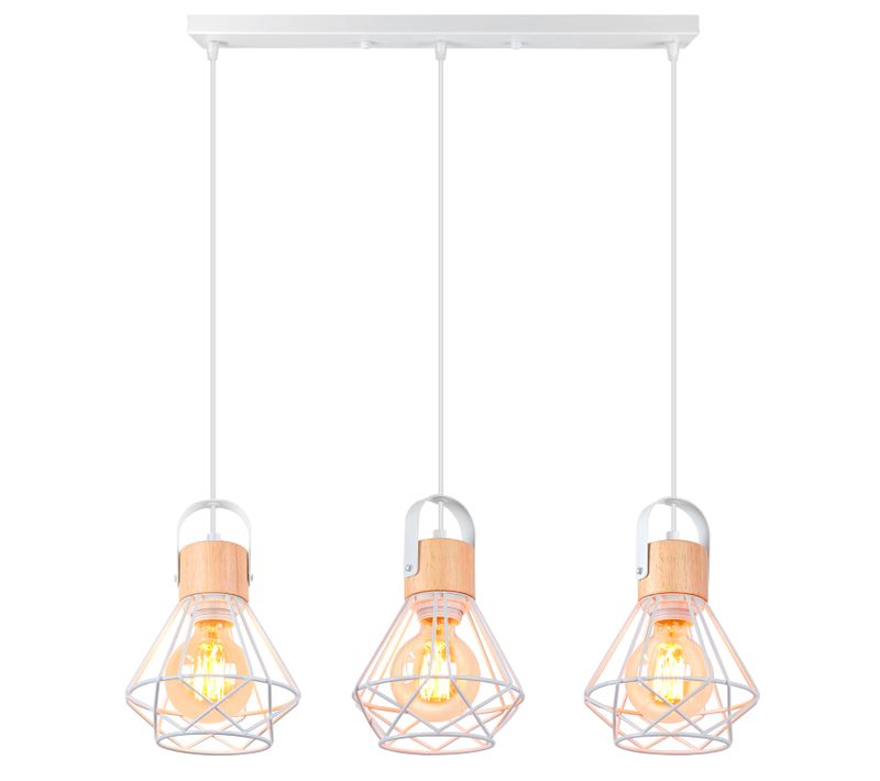 Suspension Luminaire Rétro 3 Lumières Lampe à Suspension Vintage Plafonnier Moderne Blanc