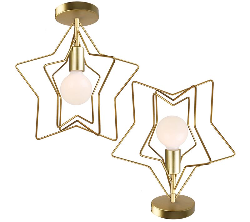 Lot De 2 Plafonnier Moderne Étoile Créative Lampe De Plafond Ajustable Cuisine Chambre Couloir Doré