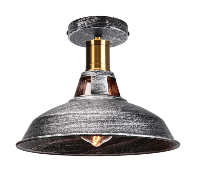 Plafonnier Industriel Vintage Lampe De Plafond Intérieur Pour Salon Cuisine Chambre Rouille Argenté