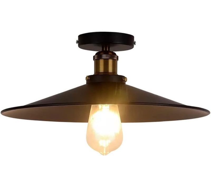 Plafonnier Intérieur Industriel 36cm Lustre Suspension Vintage E27 Pour Chambre Salon Couloir Noir
