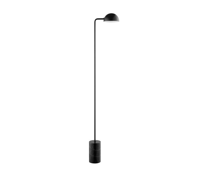 Lampadaire En Métal Noir Mat Et Marbre, H 145 Cm D 15 Cm - Marble