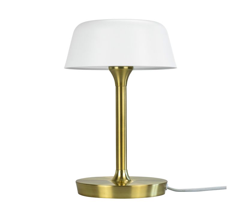 Lampe à Poser En Métal Blanc Mat Et Laiton, H 30 Cm D 19,5 Cm - Valencia