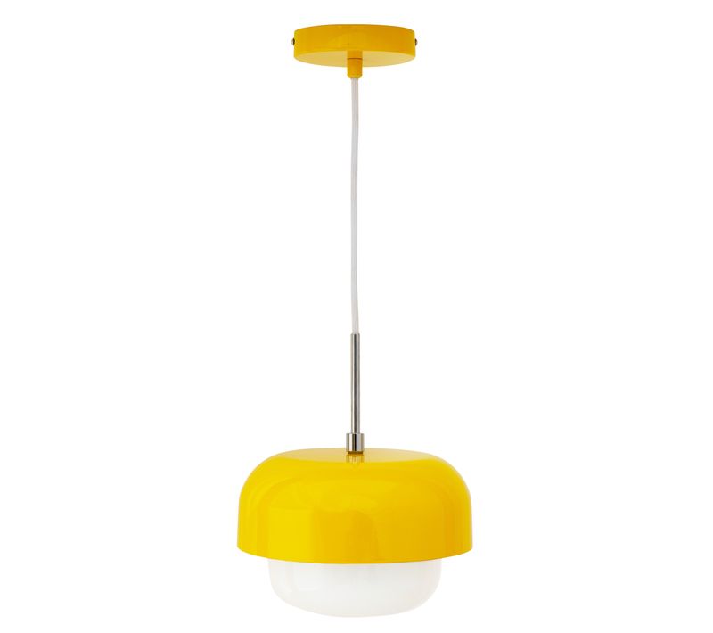 Suspension En Verre Et Métal Jaune, H 15 Cm D 23 Cm - Haipot