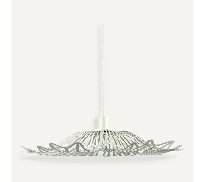 Suspension Grande En Métal Blanc Crème, H 12 Cm D 60 Cm - Flora