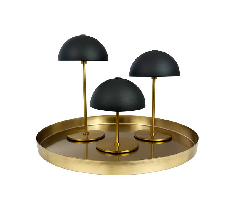 Lampe à Poser En Métal Noir/laiton, H 20 Cm, D 10 Cm Along