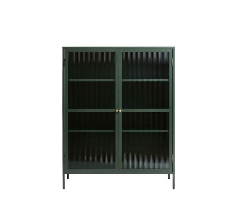 Vaisselier 2 Portes En Verre Strié Et Métal H140cm