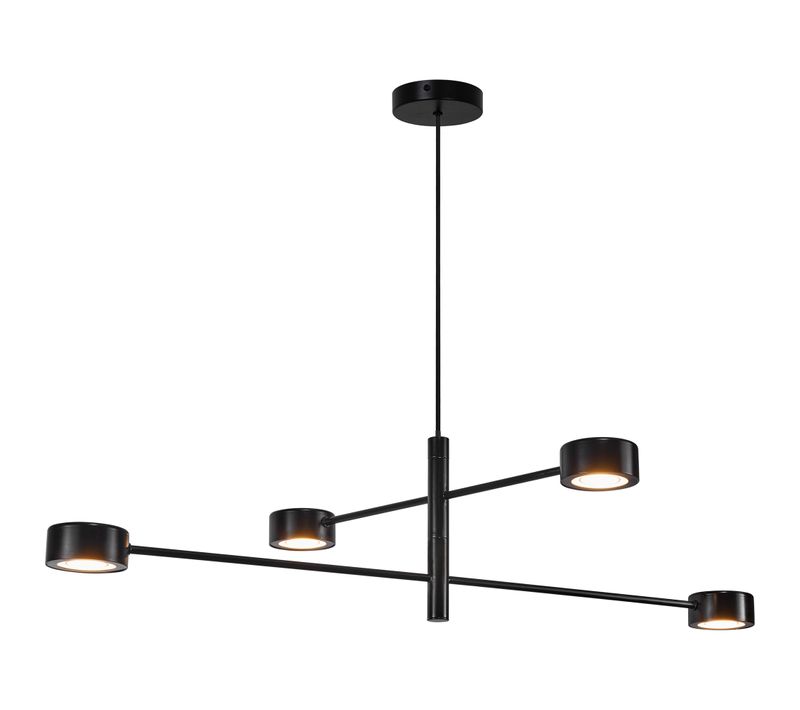 Suspension Clyde 4-spot Métal Noir, H.22.25 - Ip20 - LED Module / Intérieur