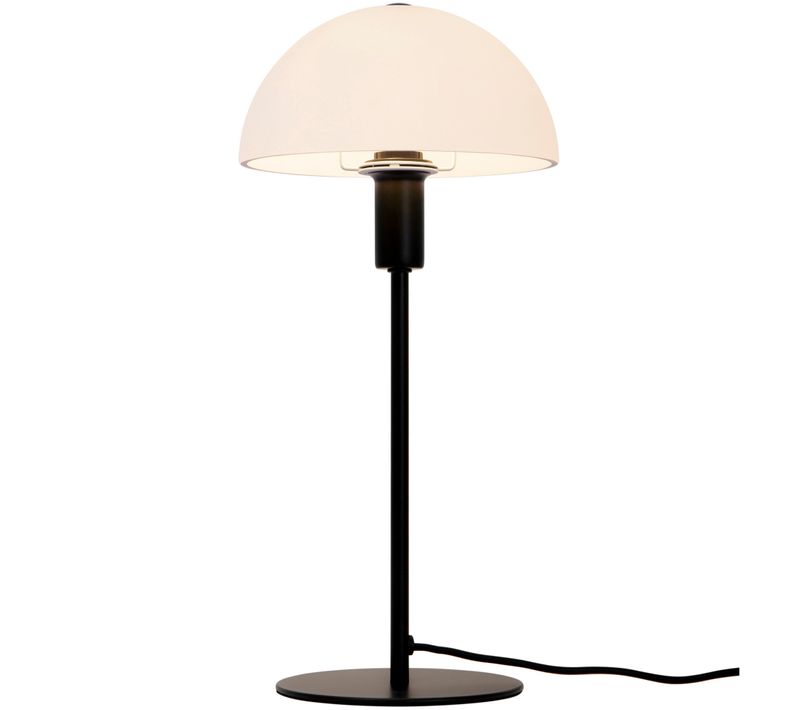 Lampe à Poser Ellen 20 Métal Noir Verre Blanc, H.40 - Ip20 - E14 / Intérieur