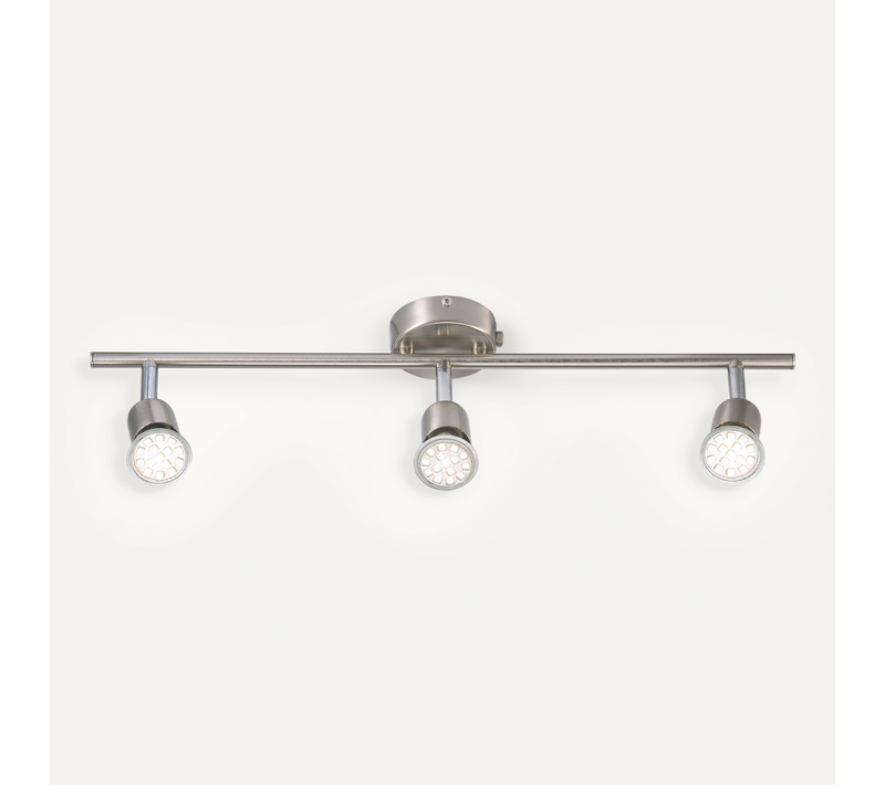 Spot Avenue 3-rail Métal Acier Brossé, H.10 - Ip20 - Gu10 / Intérieur