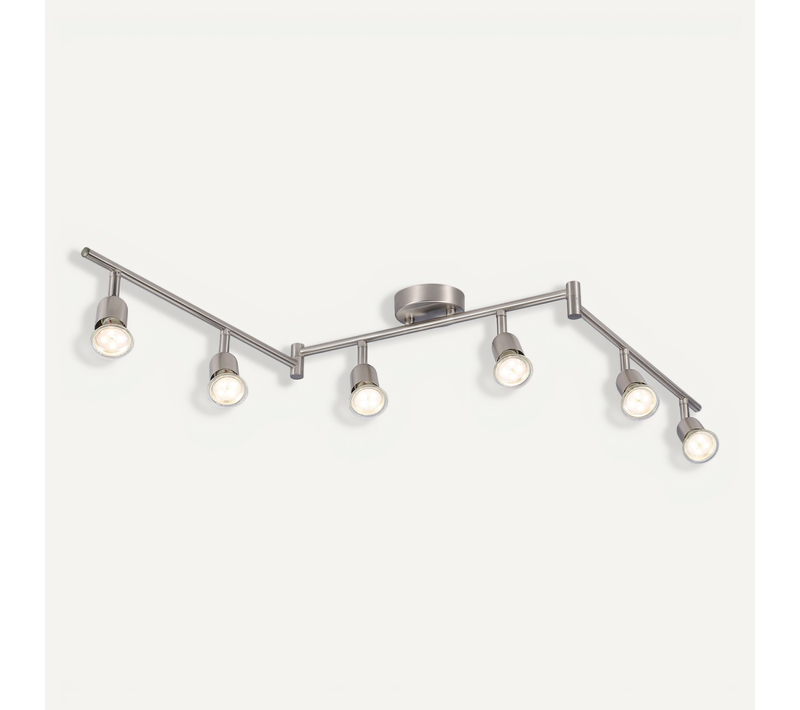 Spot Avenue 6-rail Métal Acier Brossé, H.15.5 - Ip20 - Gu10 / Intérieur