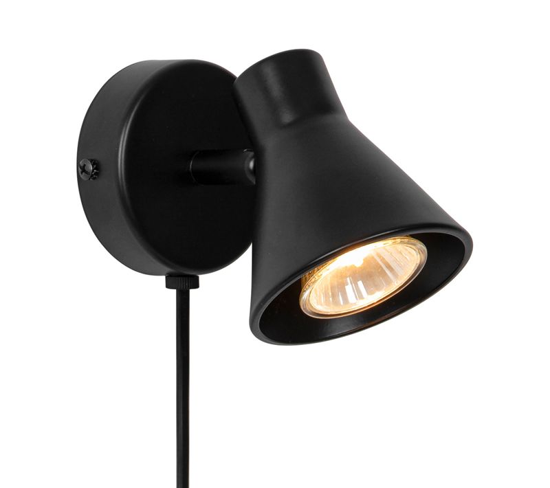 Applique Murale Luminaire Eik Métal Noir H. 11 Ip20 -intérieur